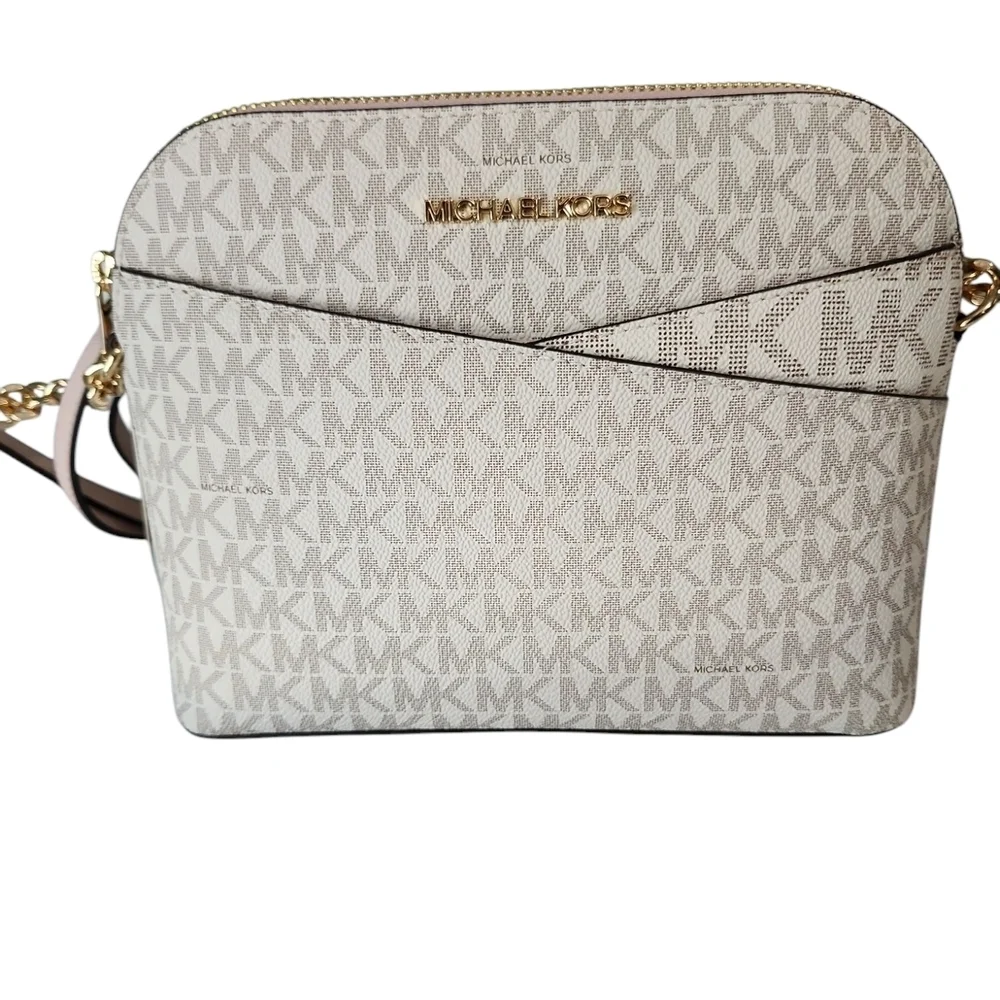 🌷🪻Michael Kors Pink and Cream Crossbody Bag with Signature Monogram